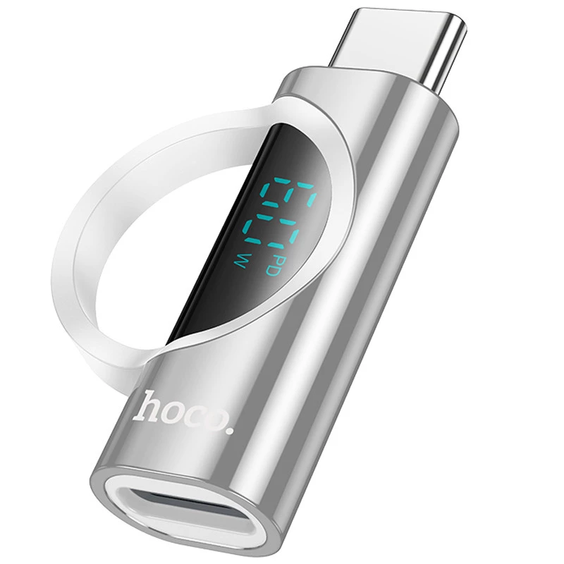 Перехідник Hoco UA32A Type-C male to Lightning female display adapter – silver. Фото 2 з 4