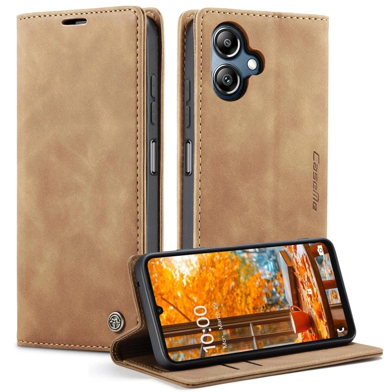 Шкіряний чохол-книжка CaseMe Velvet Nubuck для Samsung Galaxy A06 – Brown. Фото 2 з 5
