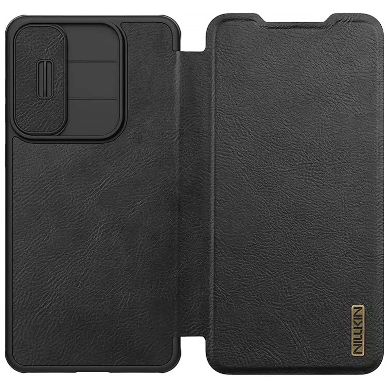 Кожаный чехол-книжка Nillkin Qin Pro Camshield для Samsung Galaxy S25 Edge – Черный. Фото 6 из 7
