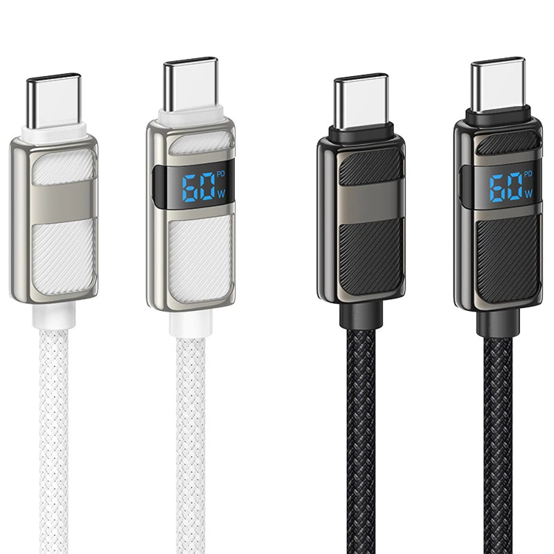 Дата кабель Hoco U137 Line with display Type-C to Type-C 60W (1.2m) фото 1 з 1