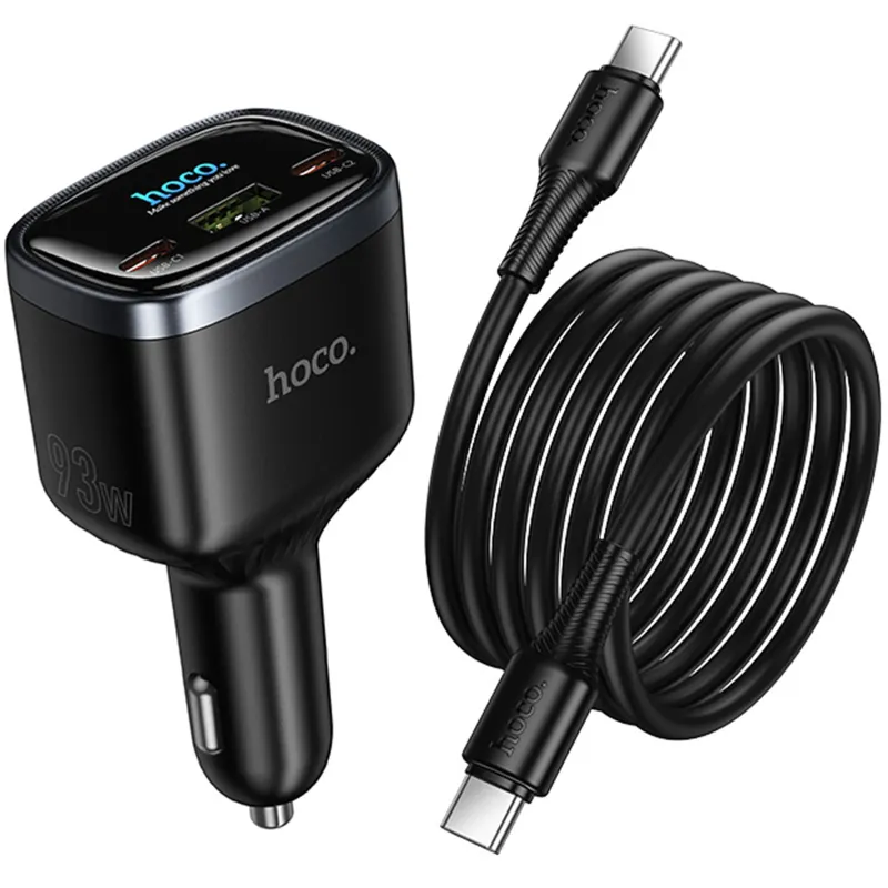 АЗУ Hoco Z70 Speed PD93W+QC3.0 (1USB-A/2C) + кабель Type-C to Type-C – Black. Фото 3 из 6