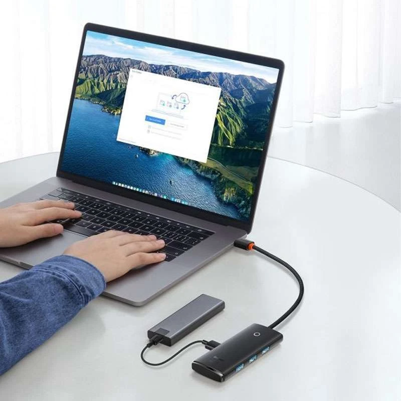 Перехідник HUB Baseus Lite Series 4in1 (Type-C to 4xUSB 3.0) 25cm (WKQX03) – Black. Фото 7 з 7