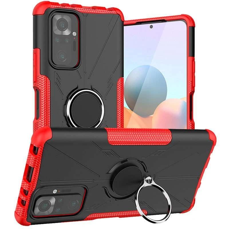 

Протиударний чохол Protective з кільцем на Xiaomi Redmi Note 10 / Note 10s (Червоний)