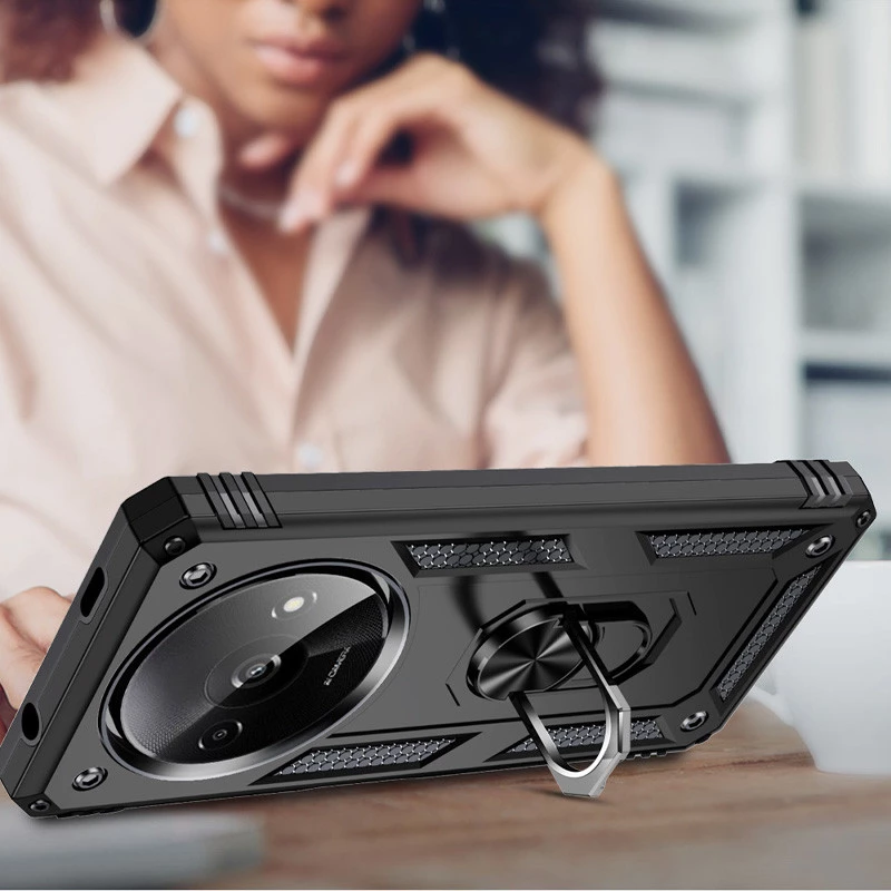 Протиударний чохол Serge Ring з кільцем на Xiaomi Redmi A3 – Чорний. Фото 7 з 7