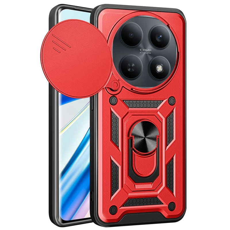 Ударопрочный чехол Ummi Camshield Serge Ring (in box) для Xiaomi Redmi Note 15 4G/5G (EU) – Красный / Red. Фото 1 из 3