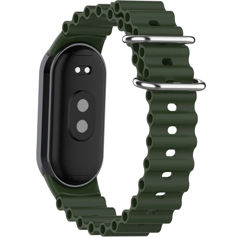 Ремінець Ocean Band для Xiaomi Mi Band 9/8 – Зелений / Dark Olive. Фото 5 з 8