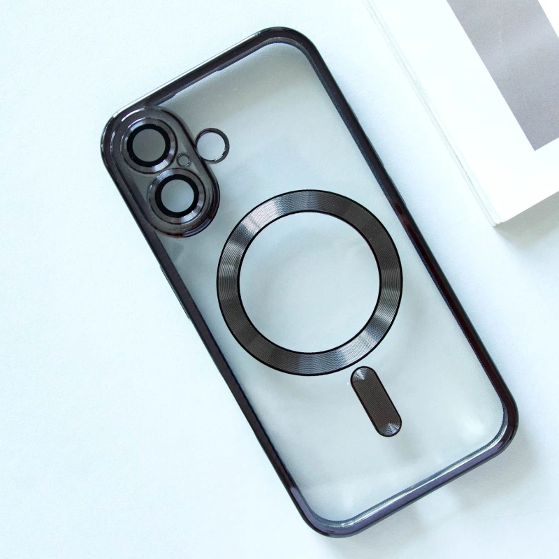 Хромовий TPU чохол з MagSafe на Apple iPhone 16 – Black. Фото 7 з 10