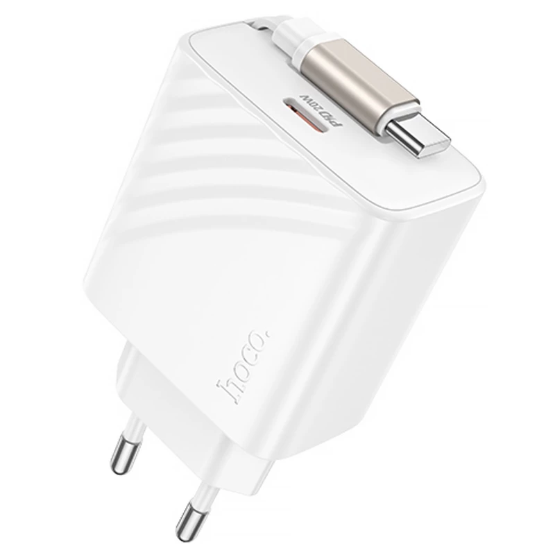 МЗП Hoco N57 Full PD20W with retractable cable Type-C (2USB-C) – White. Фото 1 з 5