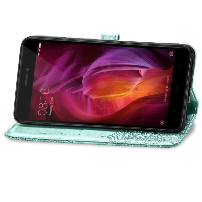 Кожаный чехол-книжка Art Case с визитницей для Xiaomi Redmi Note 4X / Note 4 (Snapdragon) – Бирюзовый. Фото 6 из 8