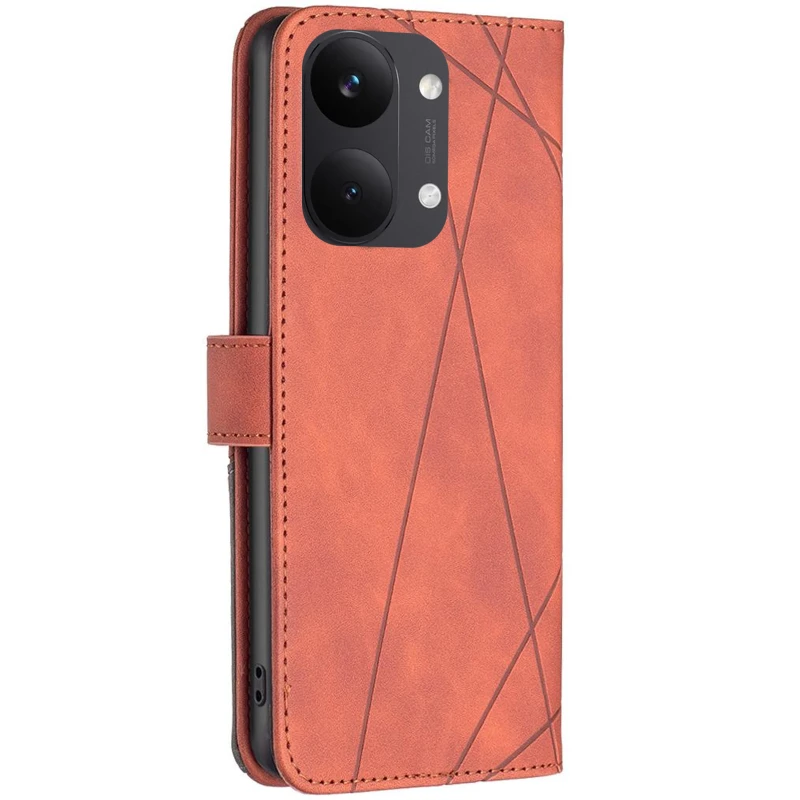 Шкіряний чохол-книжка Geometric Pattern для Xiaomi Poco X8 Pro Max – Brown. Фото 2 з 5