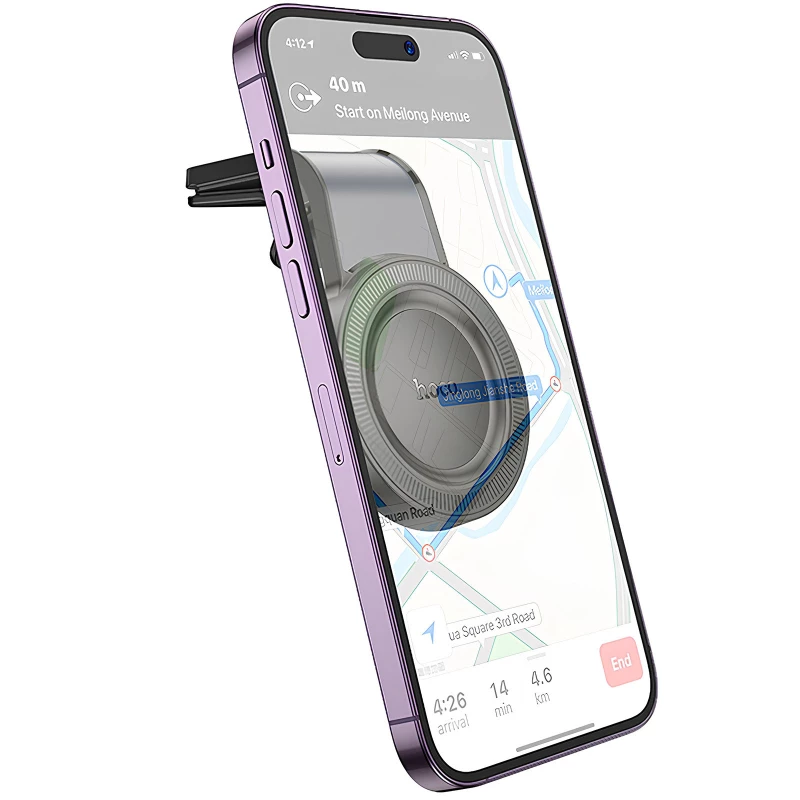 Автотримач Hoco H59 Show ring magnetic (L air outlet) – Black / Metal gray. Фото 6 з 7