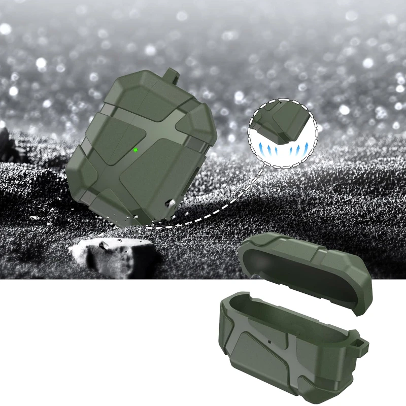 Ударопрочный футляр Titan Armor для наушников Airpods Pro 2 – Green. Фото 3 из 3