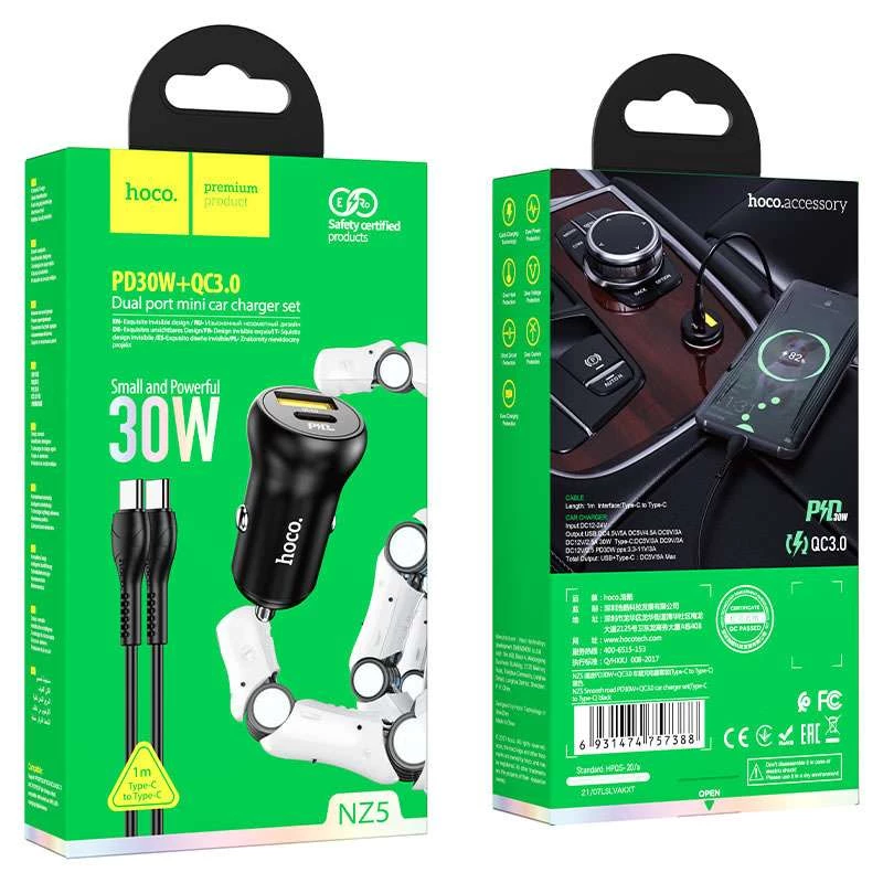 АЗП Hoco NZ5 Smooth road PD30W + QC3.0 + Type-C to Type-C – Чорний. Фото 6 з 6