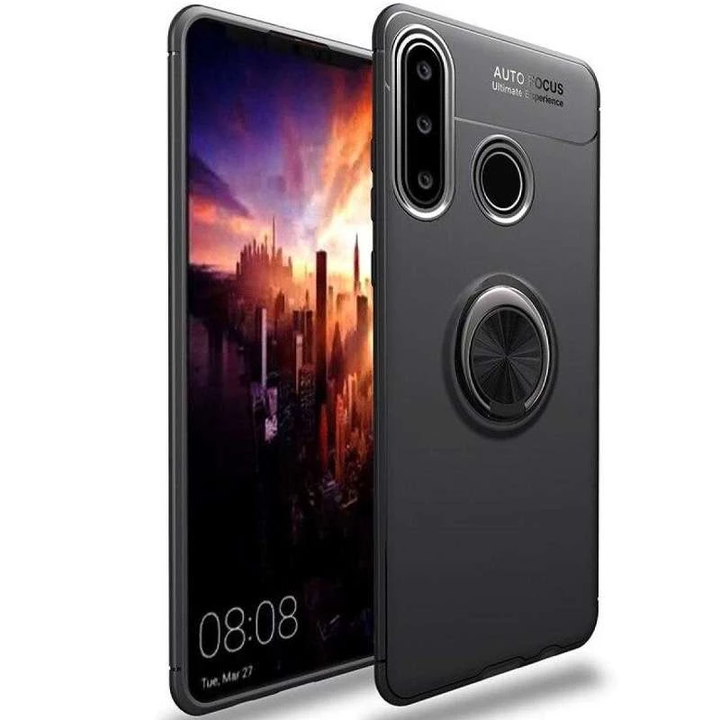 

Чохол Deen ColorRing з кільцем на Huawei P30 lite (Чорний / Чорний)