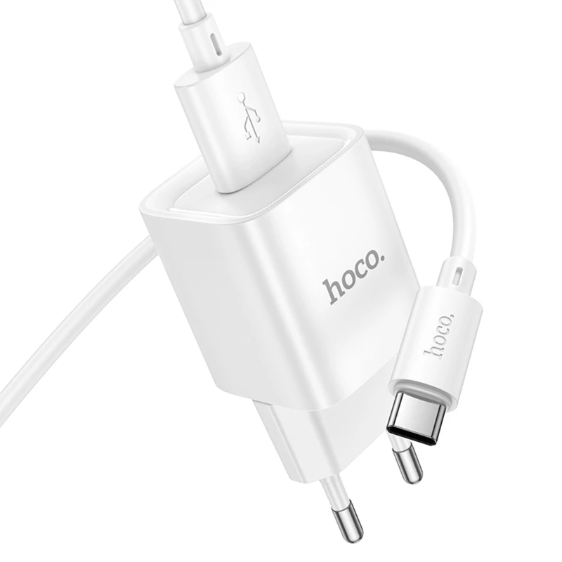 МЗП Hoco C145A Charm QC3.0 18W (1USB-A) + кабель USB to Type-C – White. Фото 4 з 7