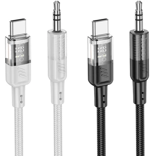 Аудіо кабель Aux Hoco UPA27 Spirit transparent (Type-C to AUX 3.5mm) (1.2m) фото 1 з 1
