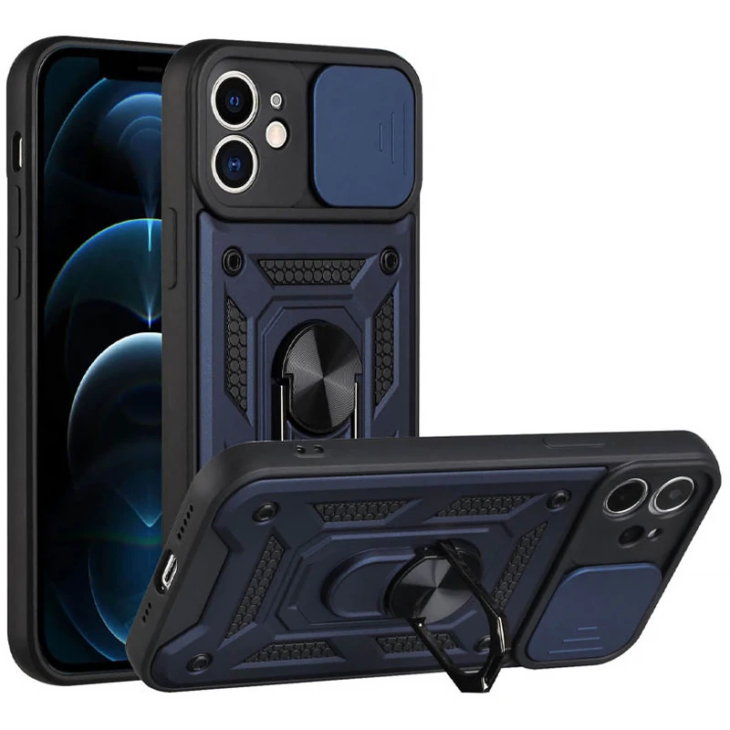 Ударопрочный чехол Ummi Camshield Serge Ring (in box) для Apple iPhone 11 (6.1") – Синий. Фото 2 из 3