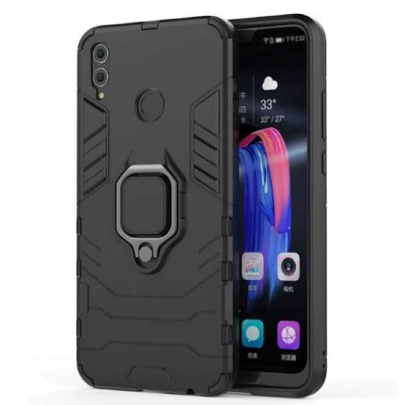 Противоударный чехол Transformer с кольцом для Huawei Honor 8X – Черный / Soul Black. Фото 3 из 3