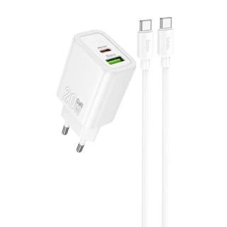 МЗП Hoco N61 Gentle PD20W+QC3.0 (1USB-A/1C) + кабель Type-C to Type-C фото 1 з 6