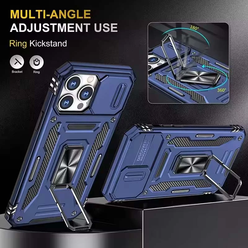Ударопрочный чехол Square Ring c шторкой на камеру для Apple iPhone 13 Pro (6.1") – Синий / Navy. Фото 2 из 4