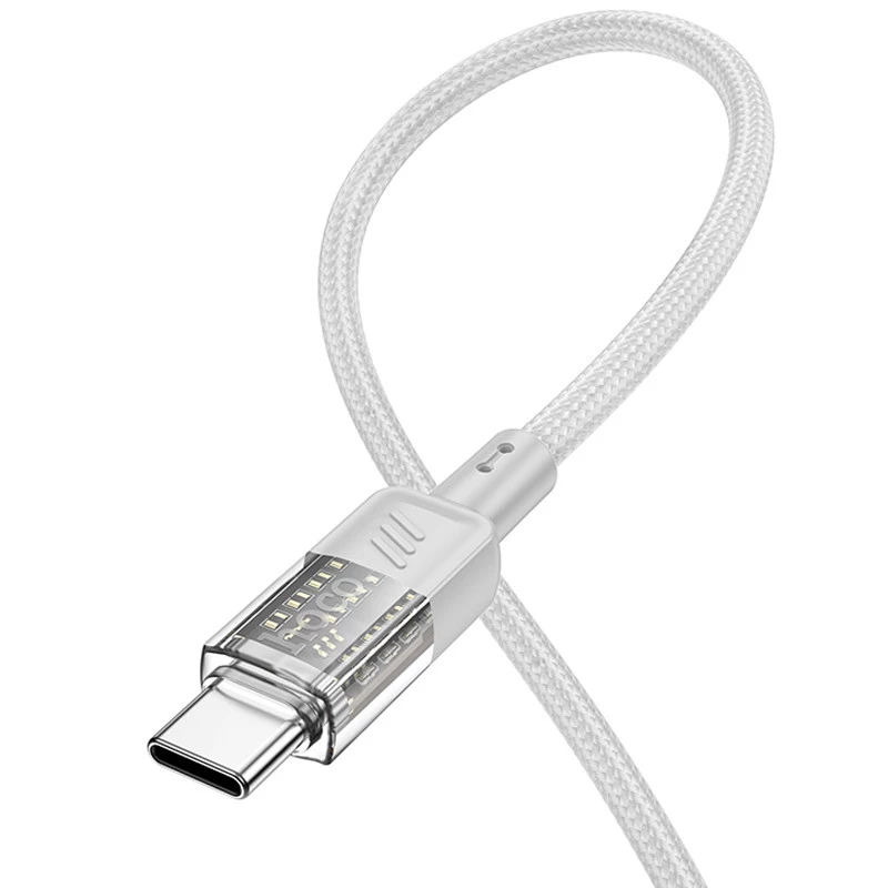 Дата кабель Hoco U129 Spirit Transparent Type-C to Type-C 60W (1.2m) – Gray. Фото 3 з 4