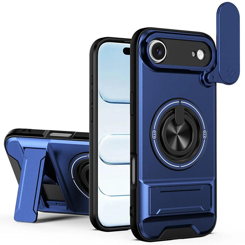 Ударостійкий чохол Camshield StandRing case для Apple iPhone 17 Air (6.5") – Blue. Фото 1 з 1