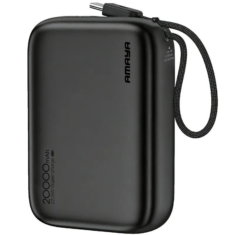 Портативное ЗУ Power Bank Amaya F235C PD22.5W with cable 20000 mAh – Black. Фото 1 из 2