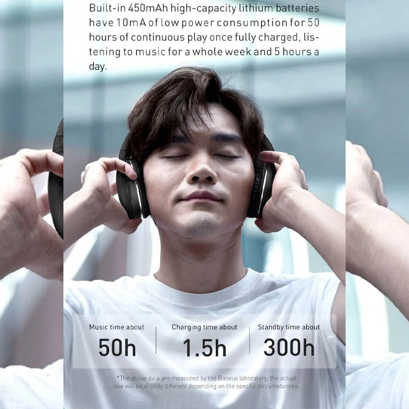 Накладні бездротові навушники Baseus Encok Wireless headphone D02 Pro (NGTD01030) – Black. Фото 8 з 8