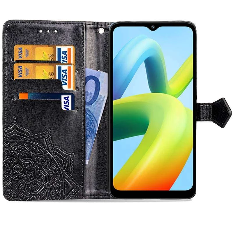 Кожаный чехол-книжка Art Case с визитницей для Xiaomi Redmi A1 / A2 – Черный. Фото 2 из 5