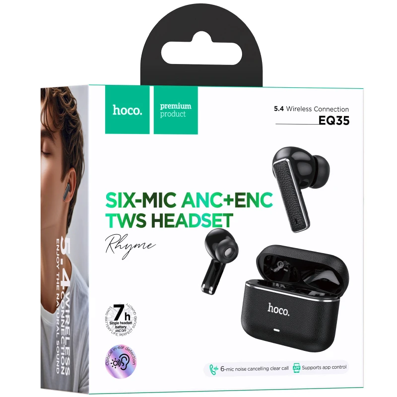 Беспроводные TWS наушники Hoco EQ35 Rhyme ANC+ENC (App) – Black. Фото 3 из 3