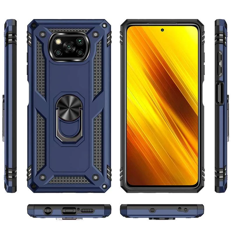 Протиударний чохол Serge Ring з кільцем на Xiaomi Poco X3 NFC / Poco X3 Pro – Темно-синій. Фото 3 з 7