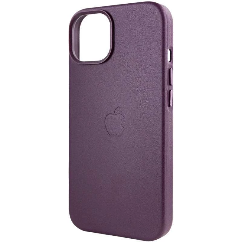 Кожаный чехол Leather Case с MagSafe для Apple iPhone 14 (6.1") – Dark violet. Фото 8 из 9