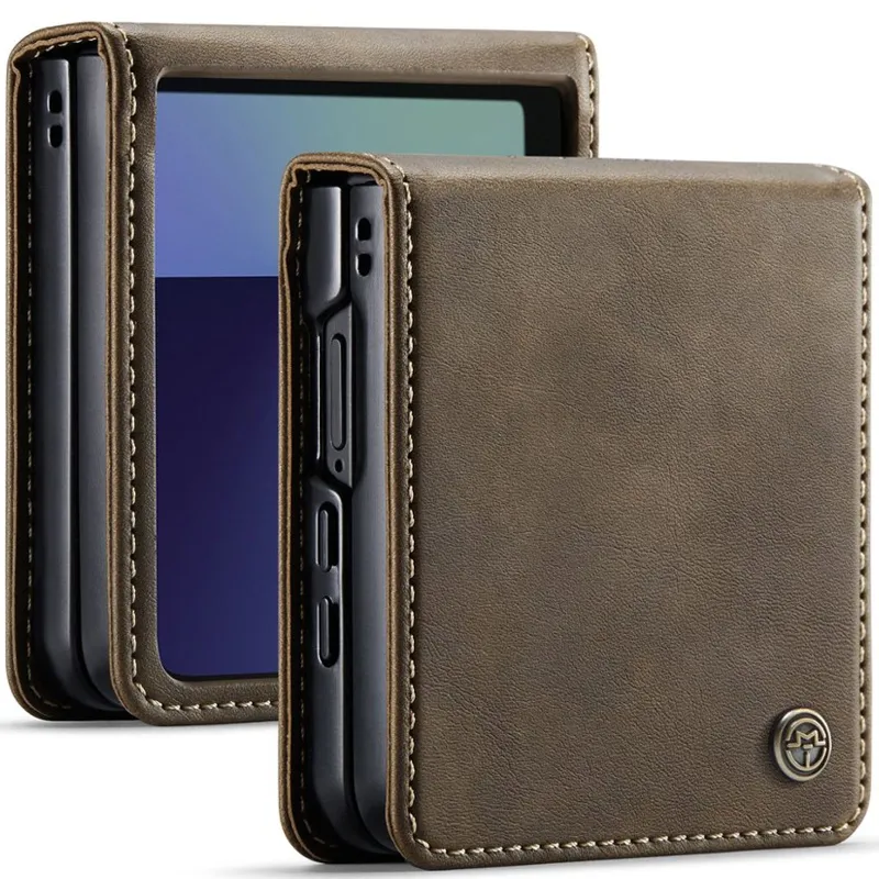 Шкіряний чохол-книжка CaseMe Velvet Matte для Samsung Galaxy Z Flip8 – Coffee. Фото 2 з 3