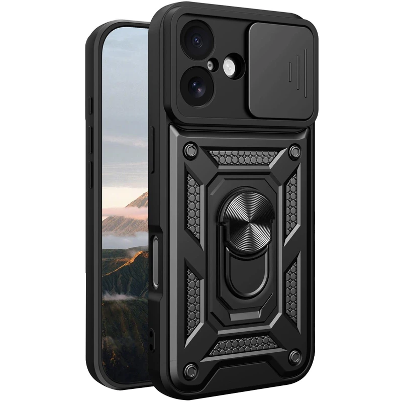 Ударопрочный чехол Ummi Camshield Serge Ring (in box) для Apple iPhone 17 (6.3") – Черный / Black. Фото 3 из 4