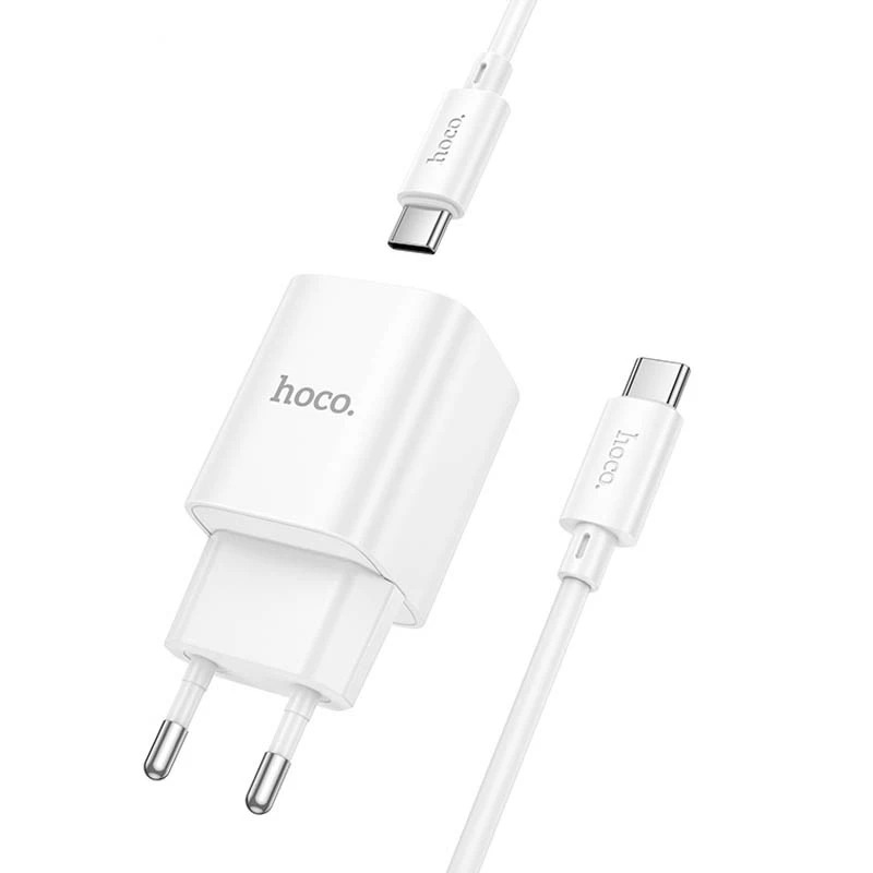 СЗУ Hoco C149A Charm PD30W+QC3.0 (1USB-A/1C) + кабель Type-C to Type-C – White. Фото 3 из 6