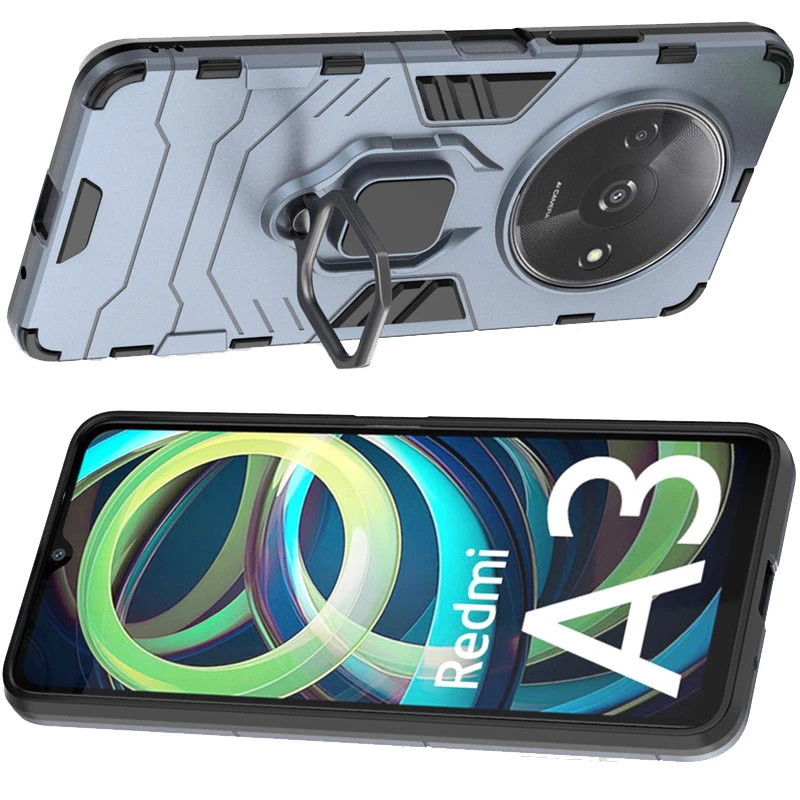 Протиударний чохол Transformer з кільцем на Xiaomi Redmi A3 – Сірий / Metal slate. Фото 4 з 4
