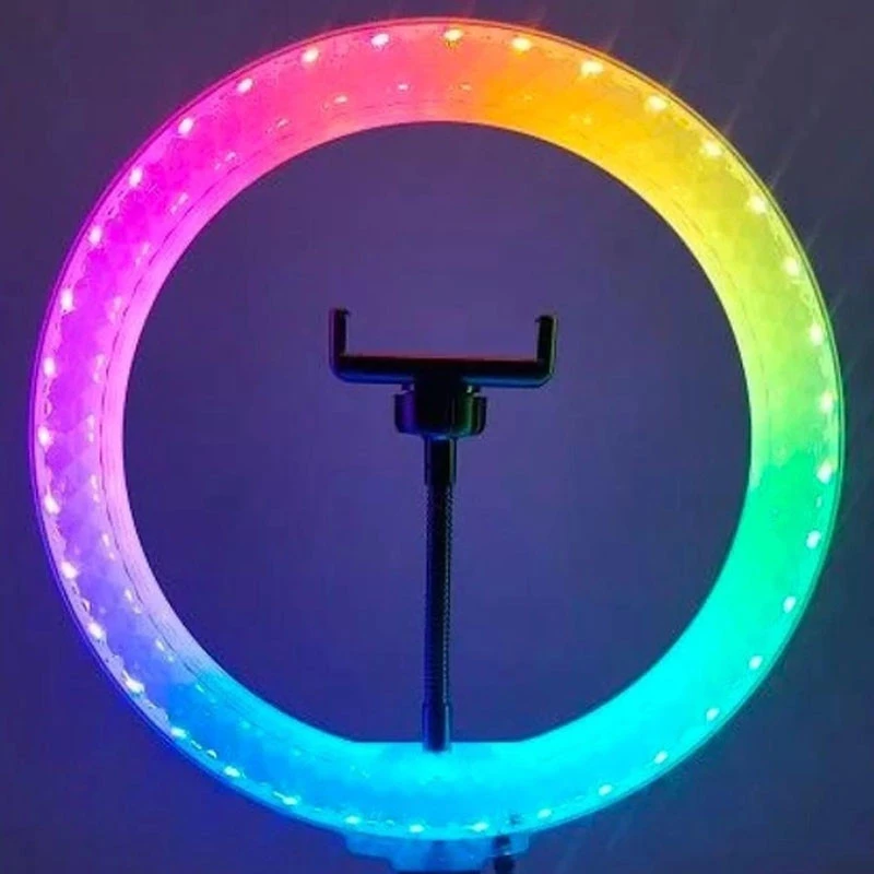 Кільцева LED лампа RGB 3D-36 120 диодов, 24 RGB, 36 см 14" – Чорний. Фото 2 з 6