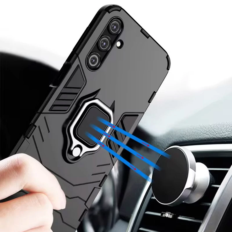 Протиударний чохол Transformer з кільцем на Samsung Galaxy M54 5G – Чорний / Soul Black. Фото 3 з 7