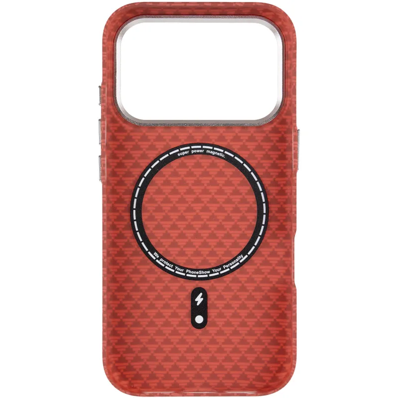 Чехол TPU+PC KVZV Triangular Pattern with Magnetic Fit для Apple iPhone 18 Pro Max – Red. Фото 4 из 6