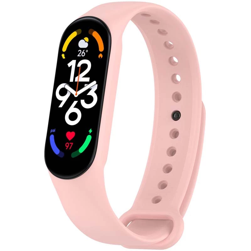 Силиконовый ремешок для Xiaomi Mi Band 7/6/5/4/3 – Розовый / Light pink. Фото 2 из 4