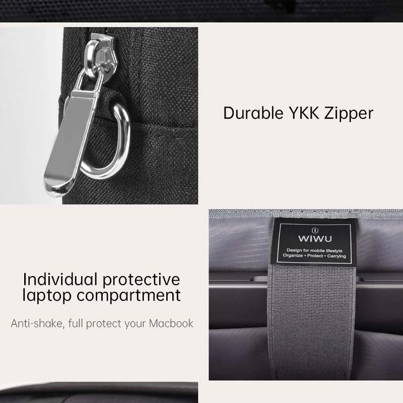 Сумка для ноутбуку WIWU Minimalist Laptop II 13.3" / 13.6" / 14.2" – Black. Фото 5 з 8