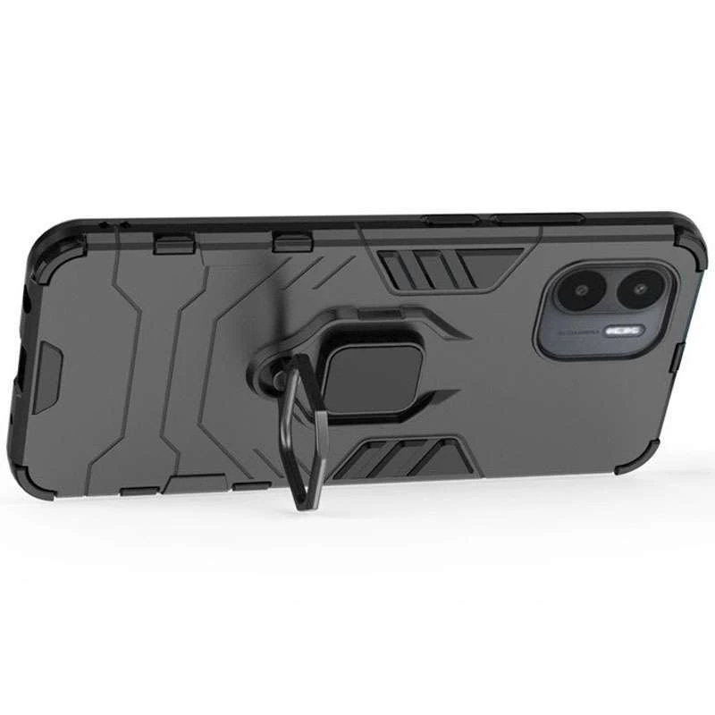 Протиударний чохол Transformer з кільцем на Xiaomi Redmi A1+ / Poco C50 / A2+ – Чорний / Soul Black. Фото 3 з 8