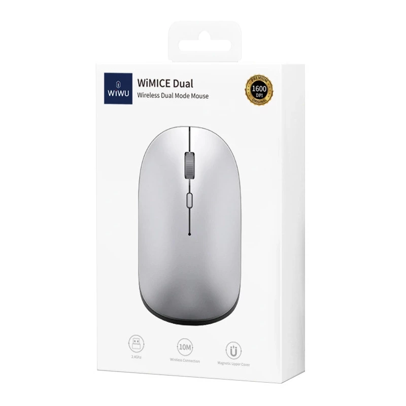 Бездротова миша WIWU WM110 Office Mouse (2.4G+Bluetooth) – silver. Фото 5 з 8