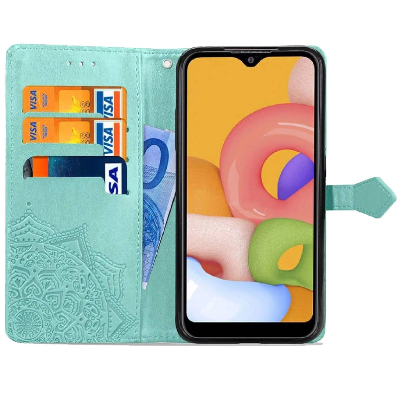 Шкіряний чохол-книжка Art Case з візитницею для Xiaomi Redmi 9A – Бірюзовий. Фото 4 з 5