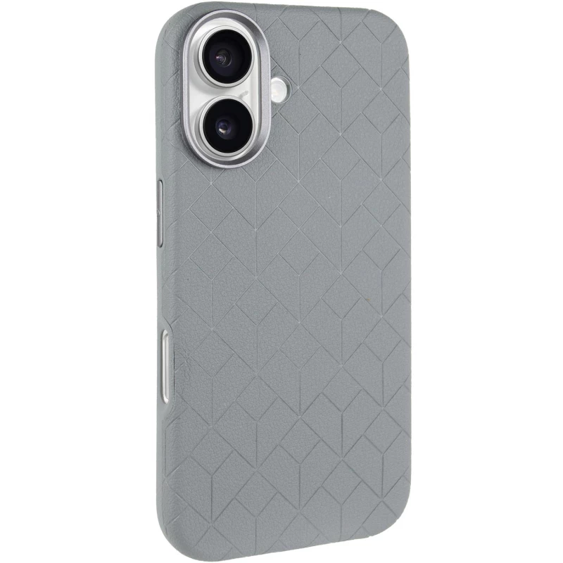 Шкіряний чохол з візерунком та MagSafe на Apple iPhone 16 – Grey. Фото 2 з 9