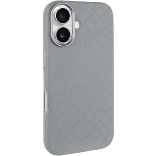 Шкіряний чохол з візерунком та MagSafe на Apple iPhone 16 — Grey