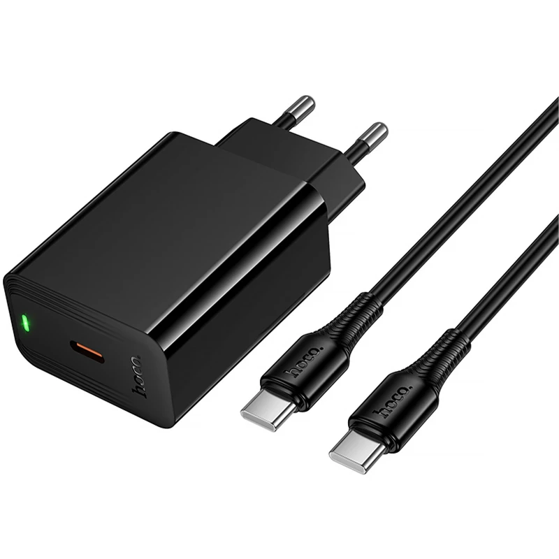 МЗП Hoco CS93A Leader PD20W (1USB-C) + кабель Type-C to Type-C – Black. Фото 3 з 6