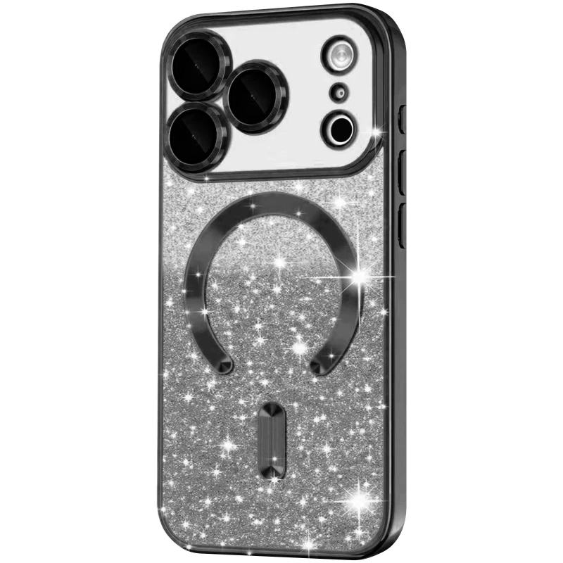 Чохол з блискітками, захисними лінзами на камеру та MagSafe на Apple iPhone 17 Pro Max (6.9") – Чорний / Black. Фото 1 з 1
