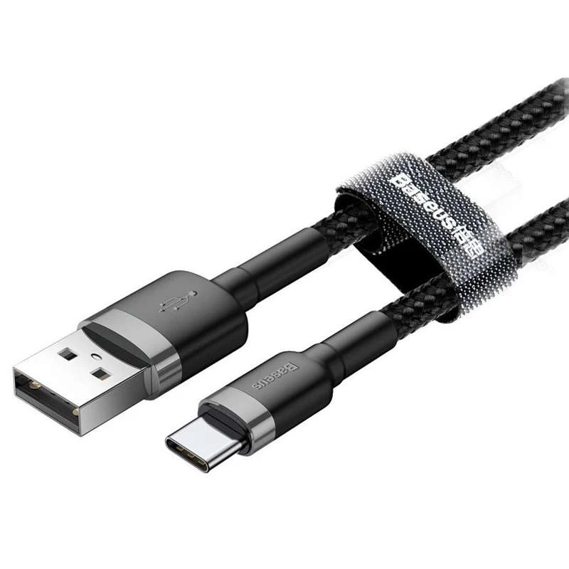 Дата кабель Baseus Cafule Type-C Cable 3A (1m) – Чорний / Сірий. Фото 3 з 5
