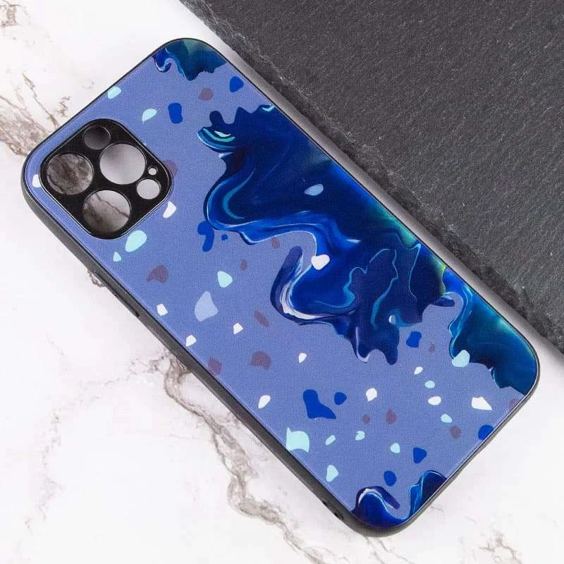 Стеклянный чехол Diversity для Apple iPhone 12 Pro (6.1") – Stains blue. Фото 3 из 4